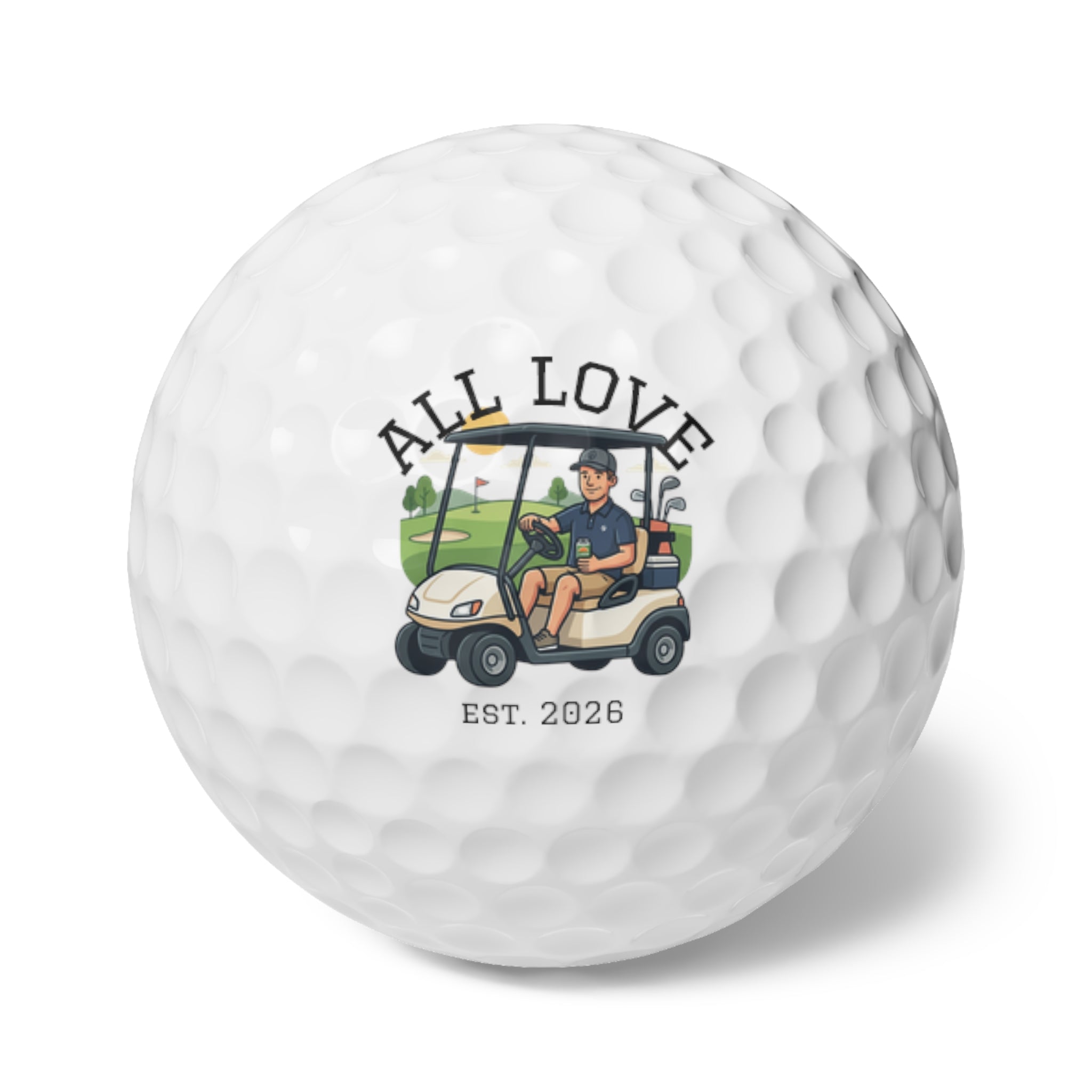 Set of 6 Golf Balls | Drinking Beer, Playing Golf | All Love Co