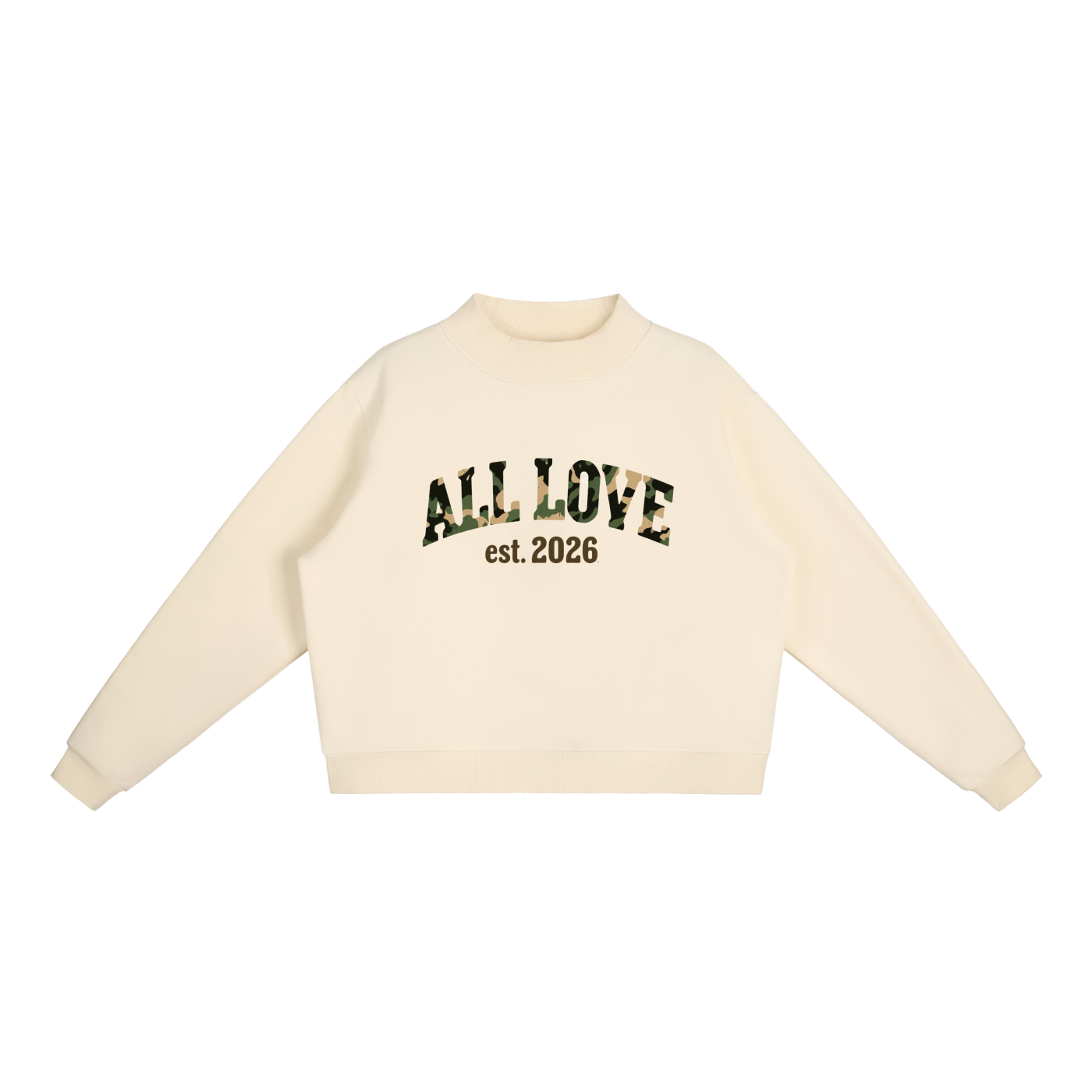 Women's MockNeck | NOT CROPPED | Camouflage Font | 4 Colors | All Love Co