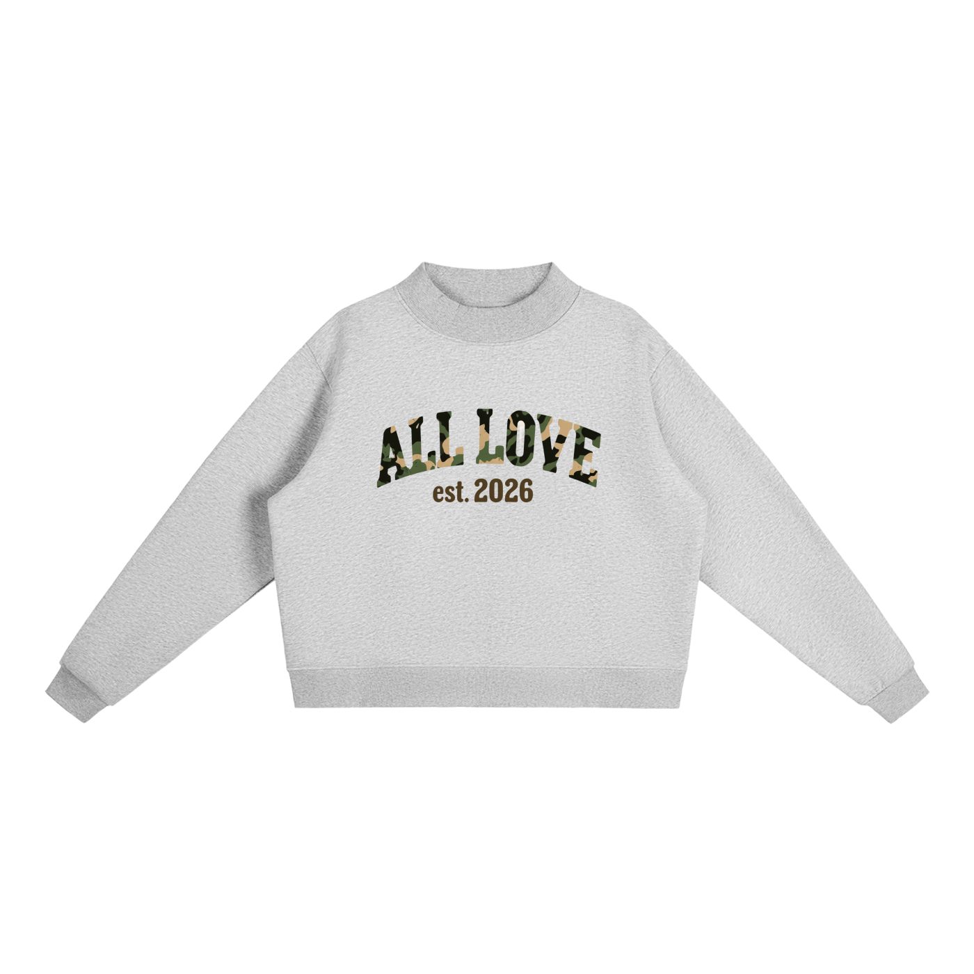 Women's MockNeck | NOT CROPPED | Camouflage Font | 4 Colors | All Love Co
