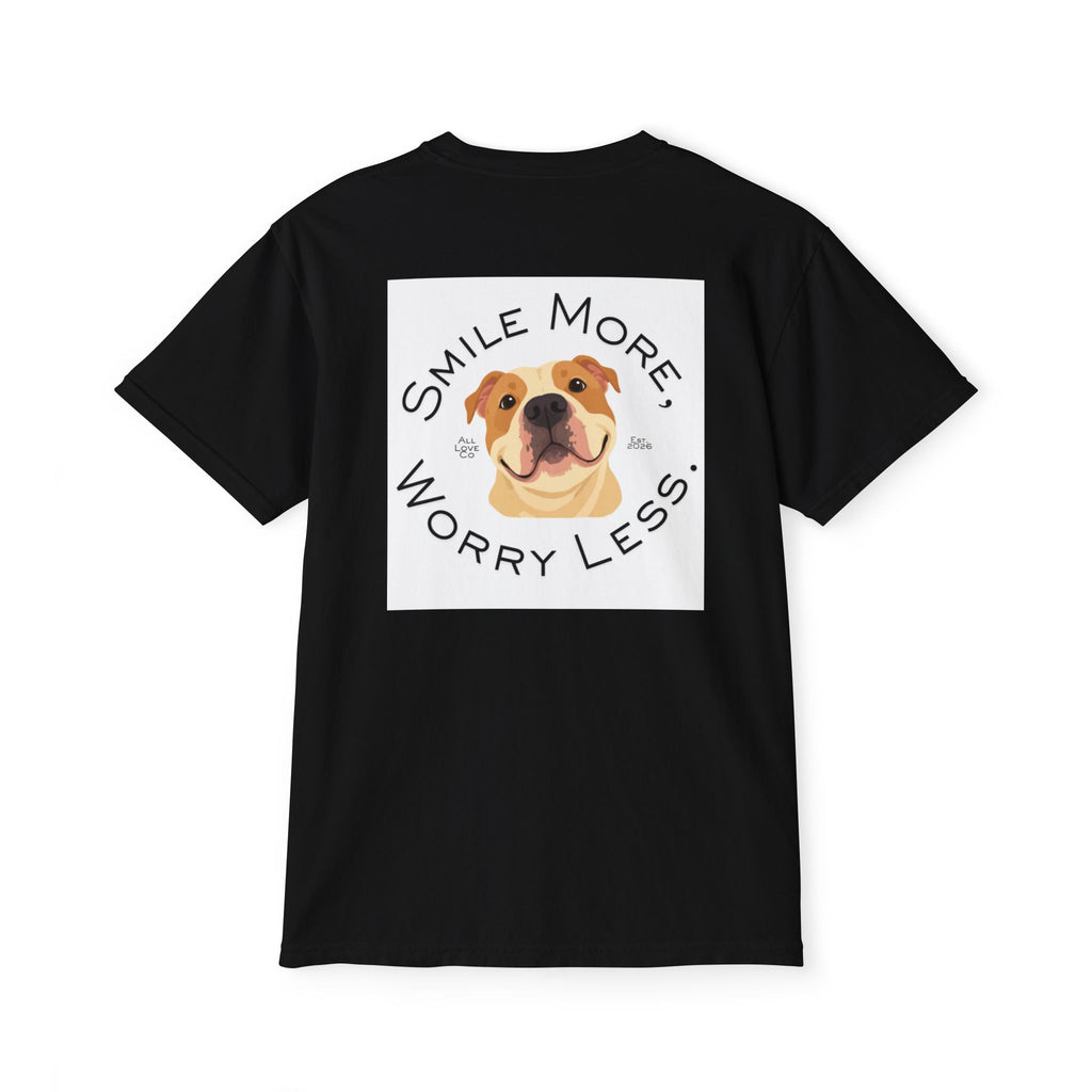 Smile More Worry Less | Pitbull Comfort Colors Dog Tee | All Love Co