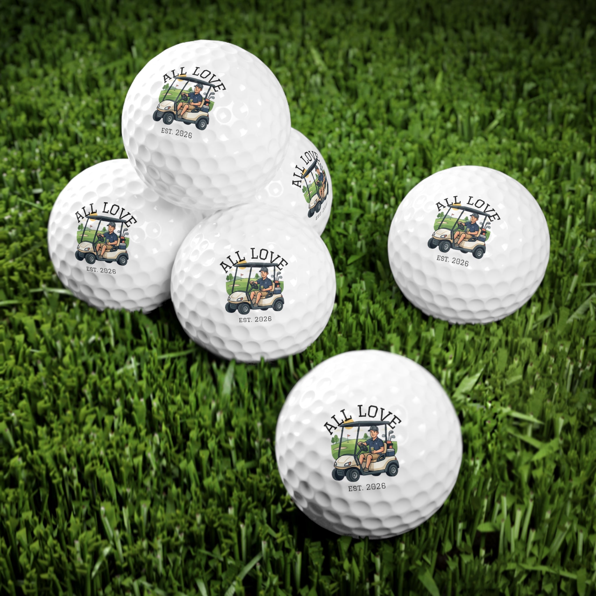 Set of 6 Golf Balls | Drinking Beer, Playing Golf | All Love Co