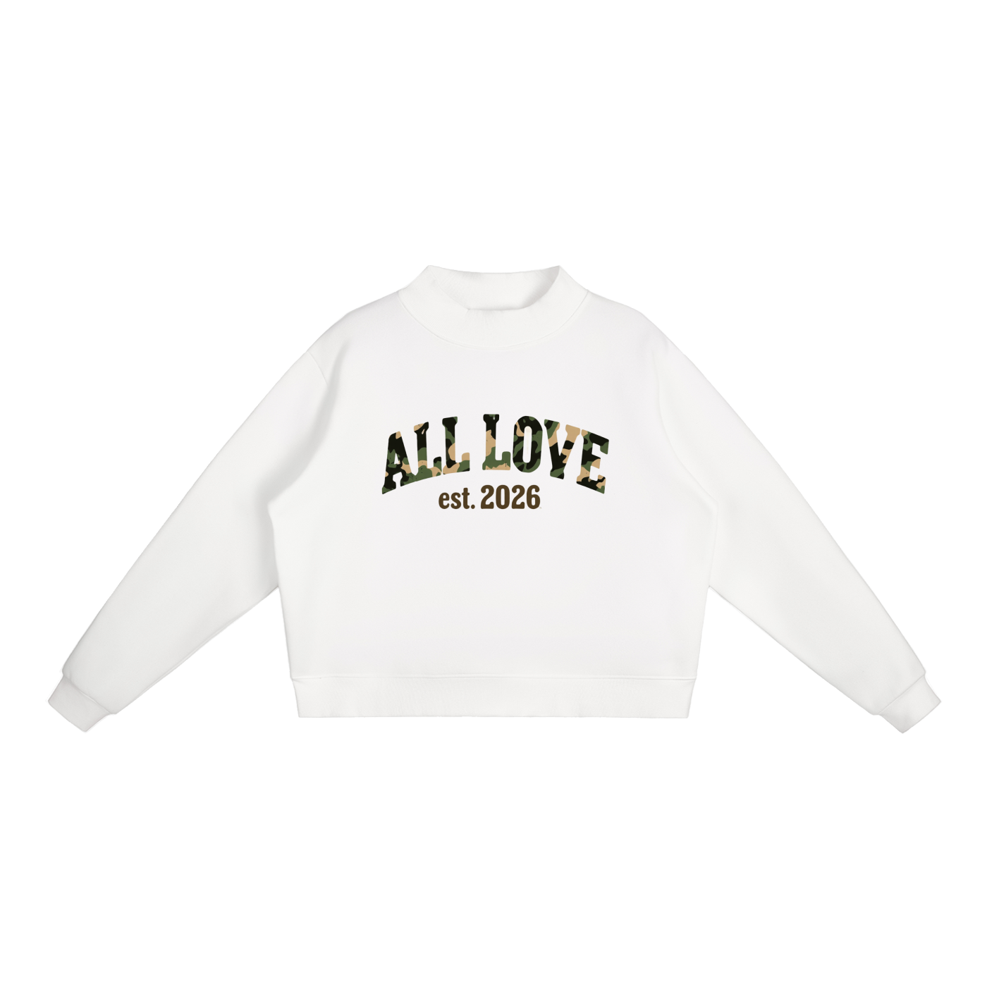 Women's MockNeck | NOT CROPPED | Camouflage Font | 4 Colors | All Love Co