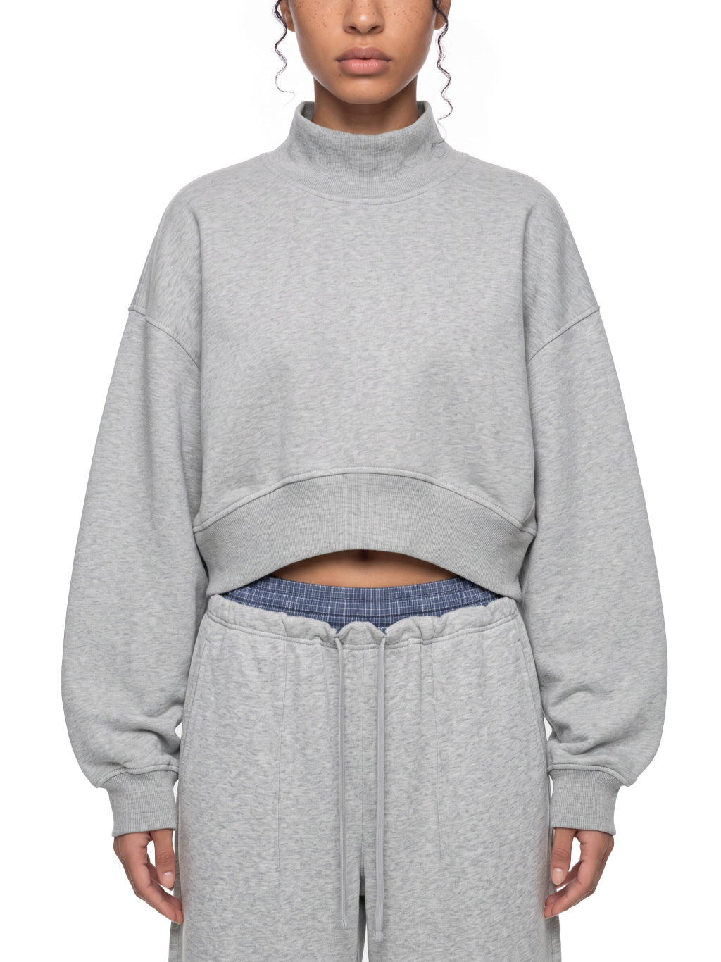 Cropped Mock-Neck Sweatshirt | Have a Heart Collection | Grey