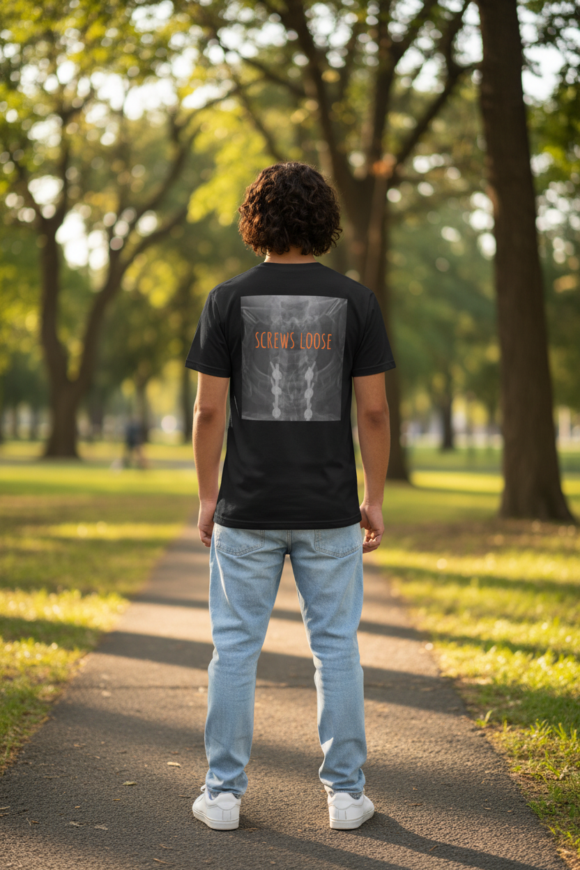 Screws Loose Tee - Black Back Lifestyle