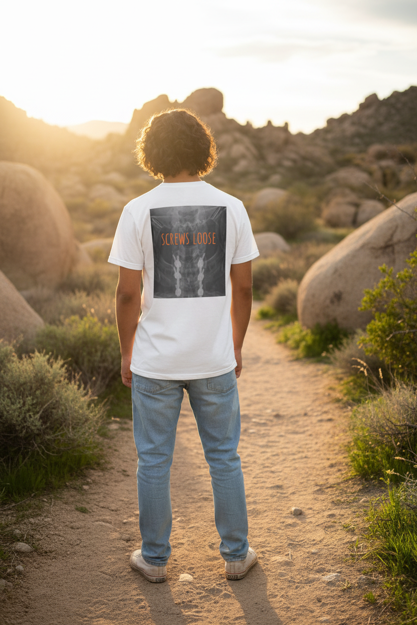Screws Loose Tee - White Back Lifestyle